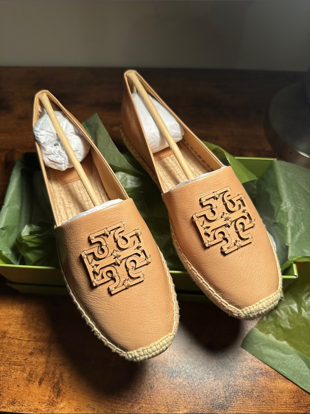 Tory Burch Leather Espadrille Flats